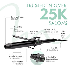MINT ceramic ionic tourmaline technology protects hair with shine.