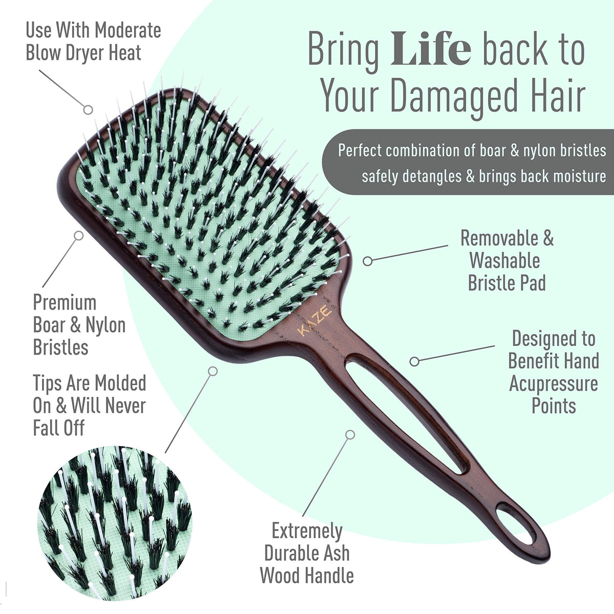 MINT detangling on wet hair with anti-breakage design.