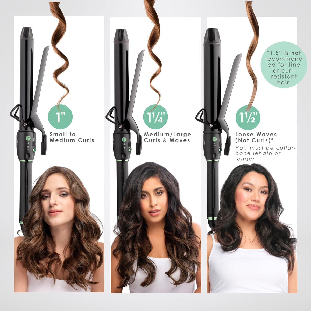 MINT professional-grade curling iron built for salon use.