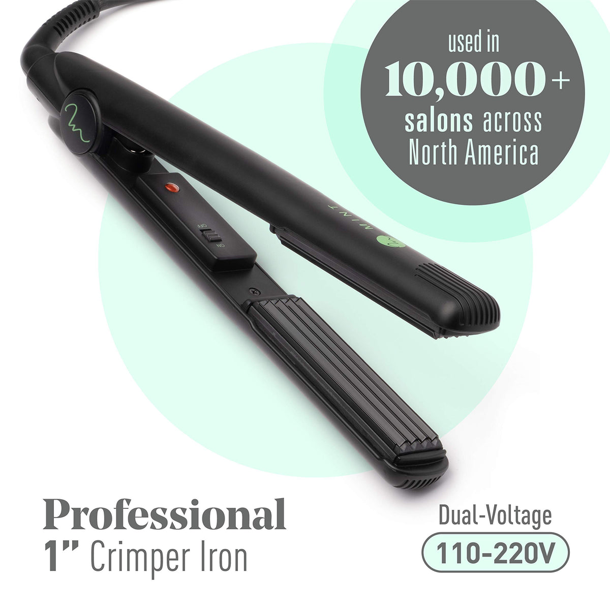 Mint 1-inch crimper delivers salon-grade heat quickly for fast texture and volume.