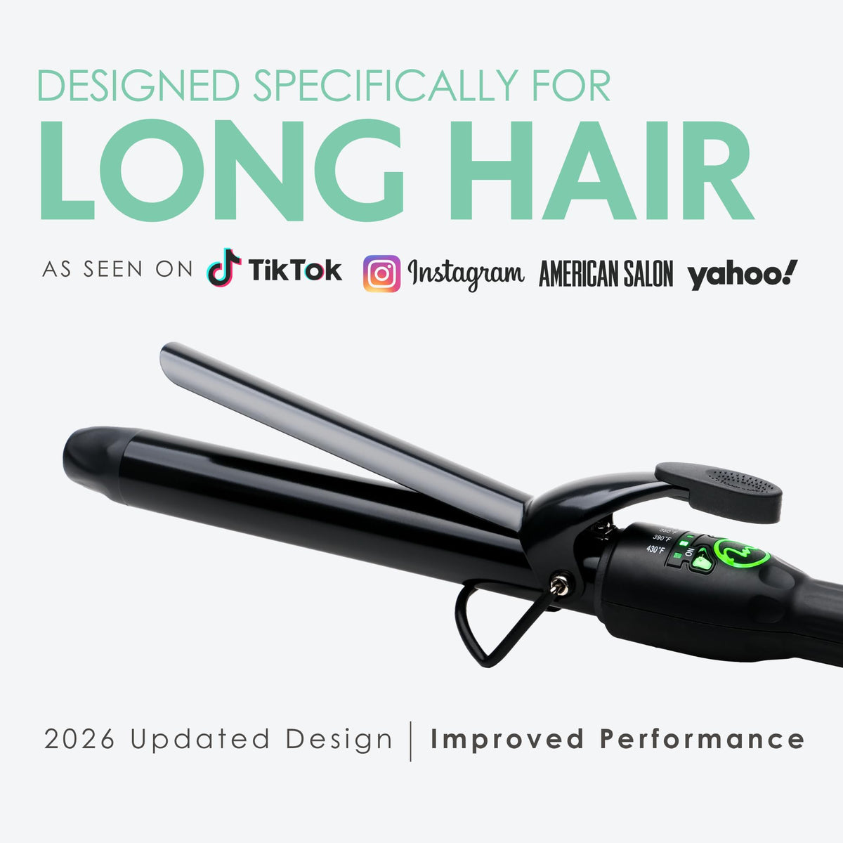 MINT Revamp ionic ceramic barrel close-up highlighting even heat for uniform curls