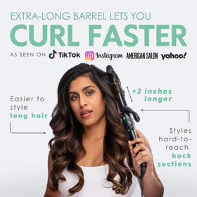 MINT curling iron two-heater system for faster, even curling.