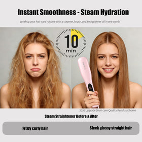 Miofen Steam Hair Straightener Brush close-up of anti-tangle teeth for gentle detangling