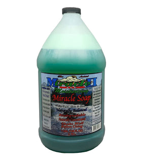 Miracle II Moisturizing Soap gallon pour demonstrates gentle cleansing and detox-friendly routine.