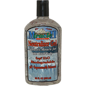 Miracle II Neutralizer Gel 22oz bottle closeup highlighting natural skin care benefits.