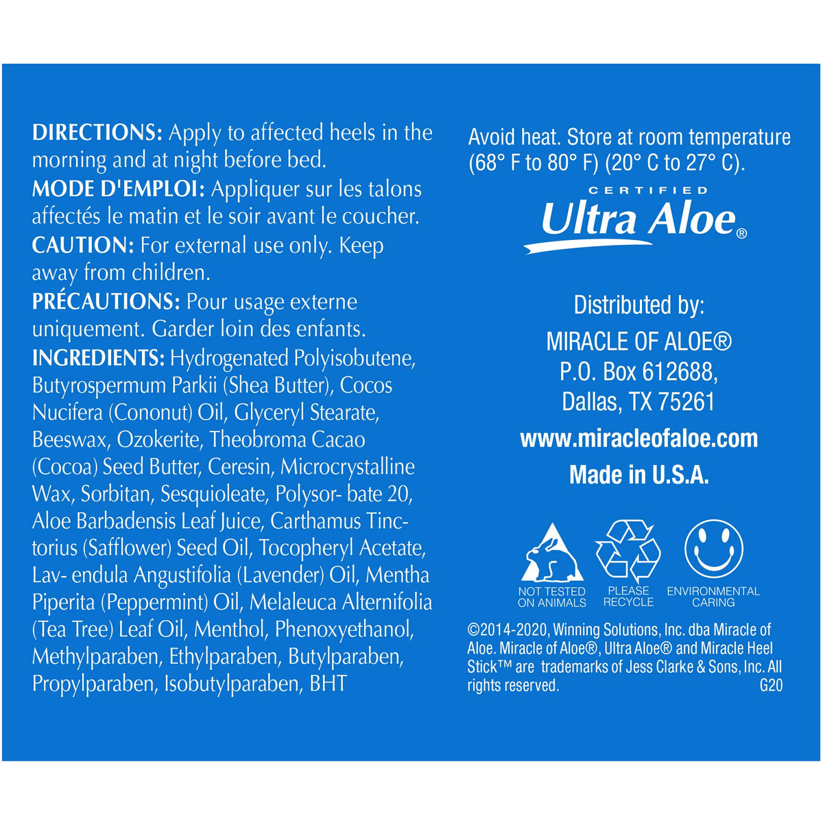 Miracle of Aloe 2-pack packaging with compact heel stick.