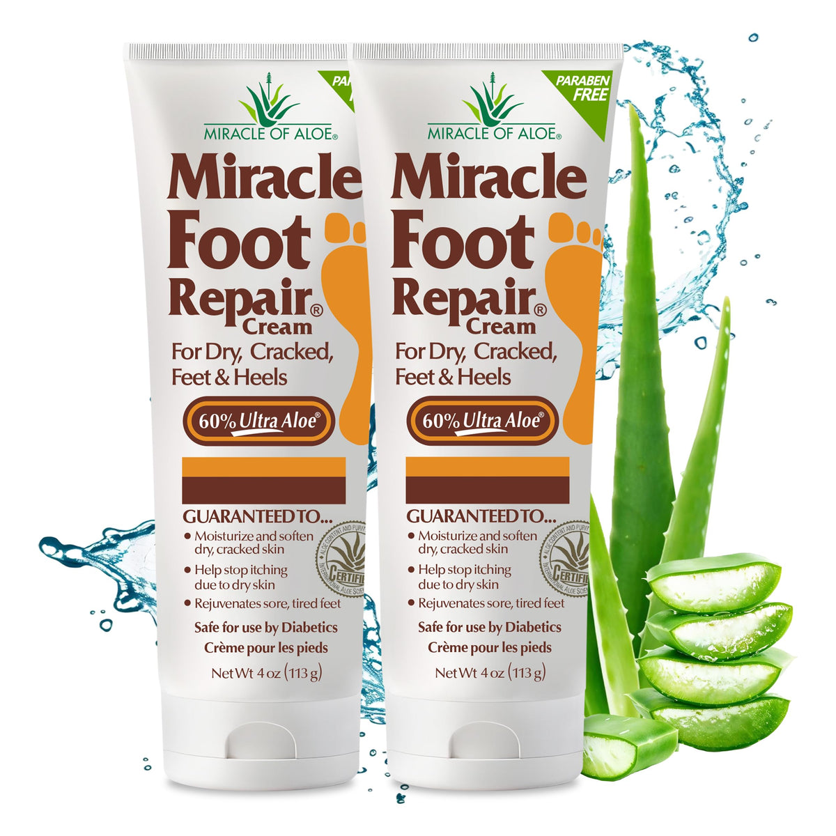 Miracle of Aloe foot repair cream jar, 4 oz, smooths dry feet