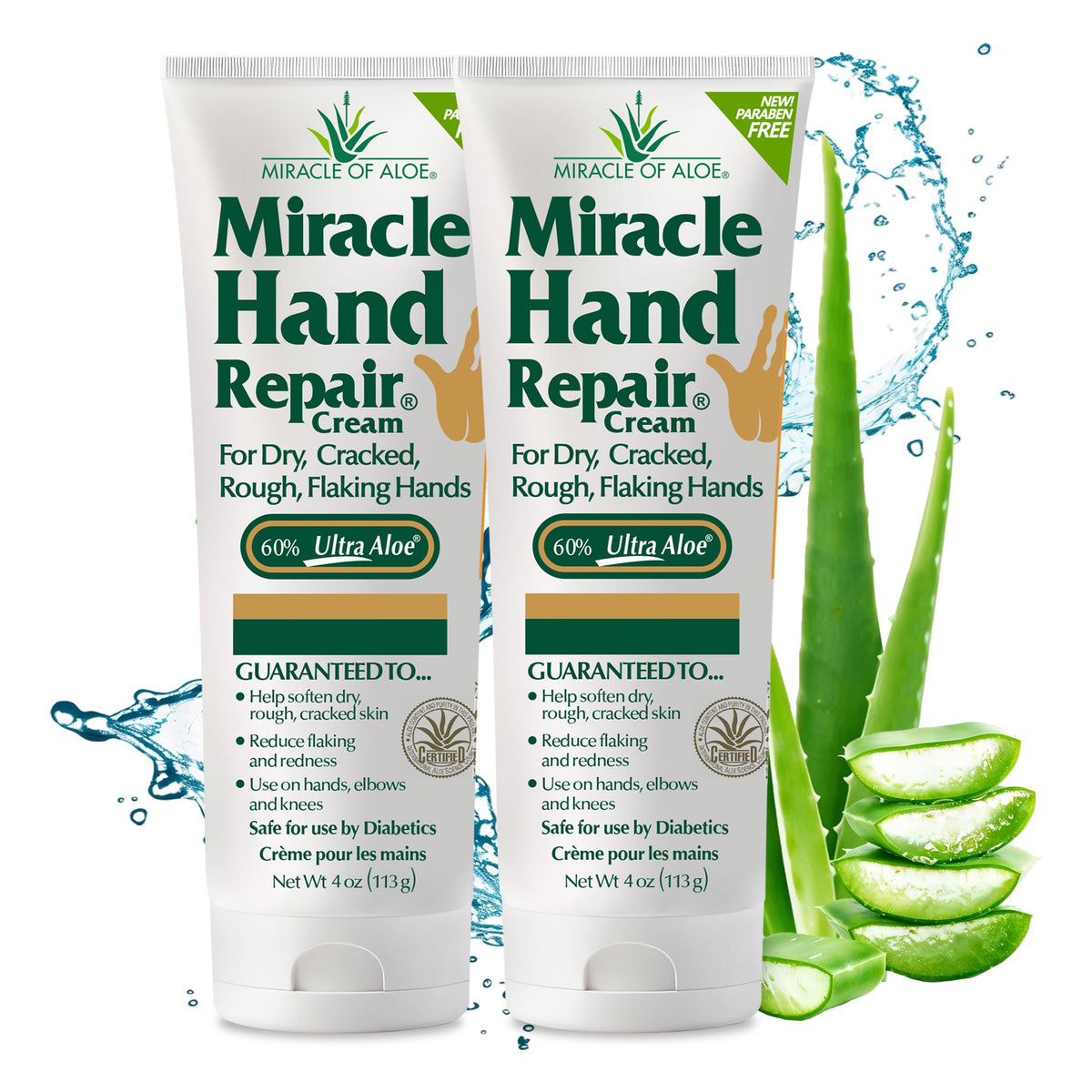 Miracle of Aloe Hand Repair Cream bottle with 60% UltraAloe for deep hydration