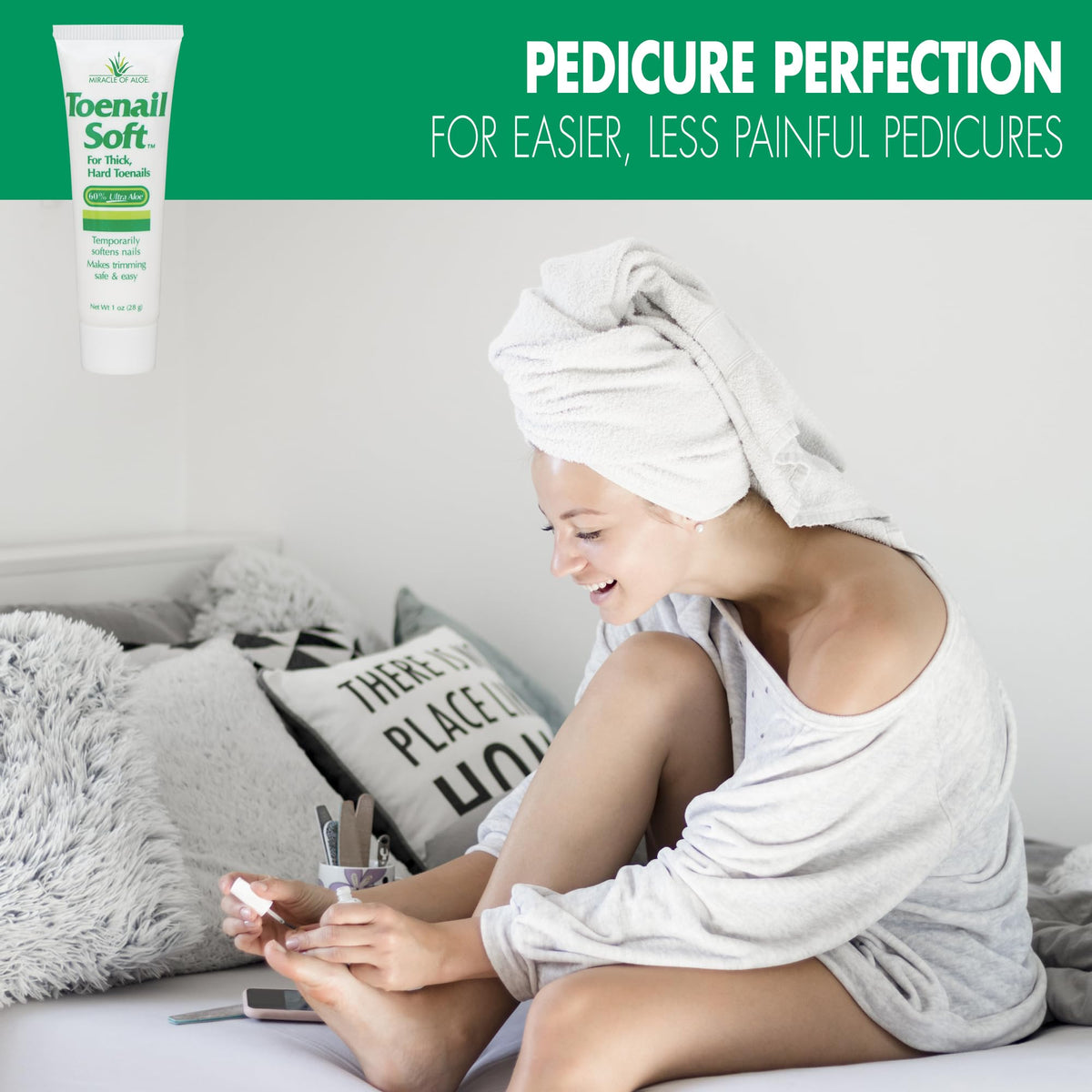 Miracle of Aloe pedicure-ready nails after softening steps for polish prep