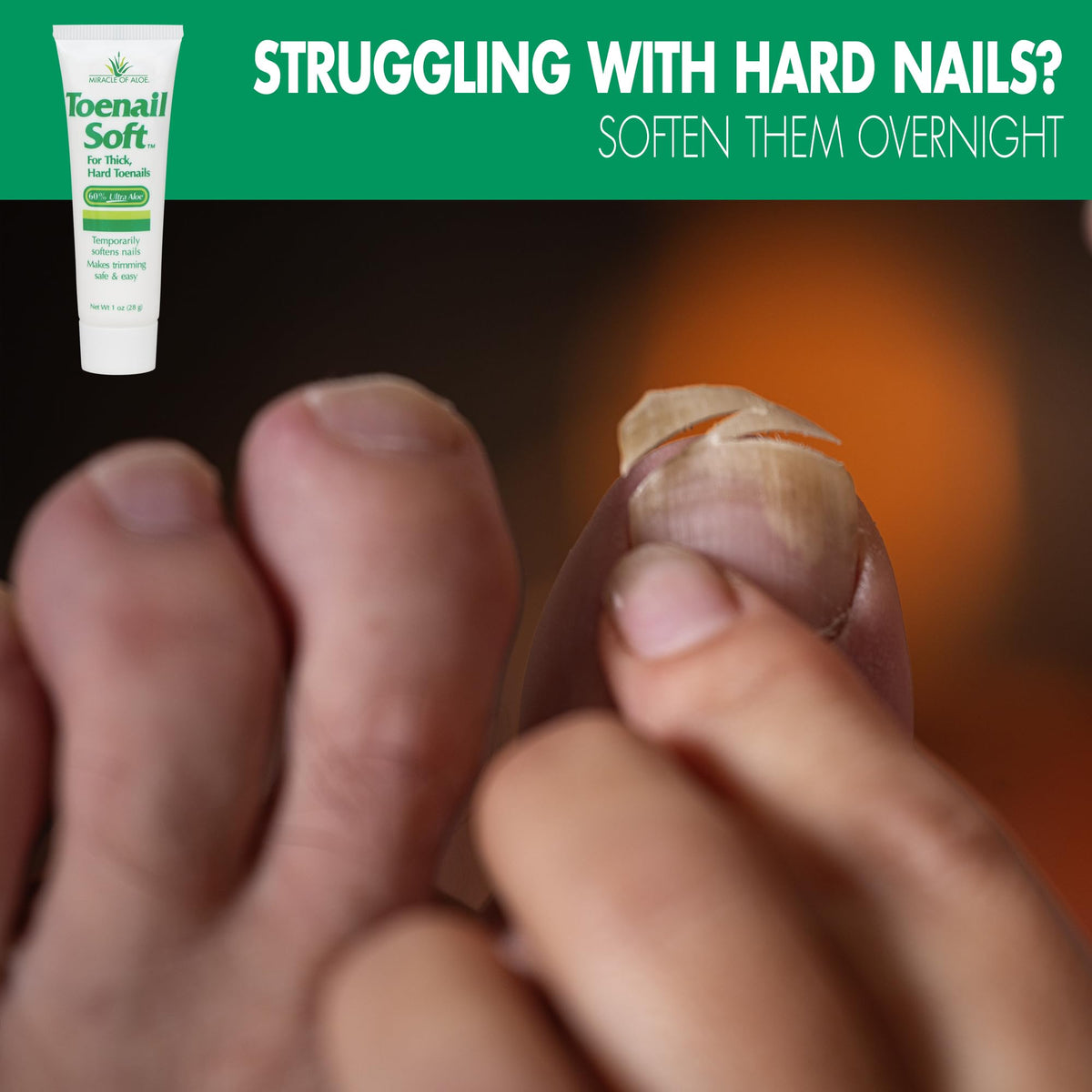 Miracle of Aloe toenail softener overnight-use application for convenient nighttime care