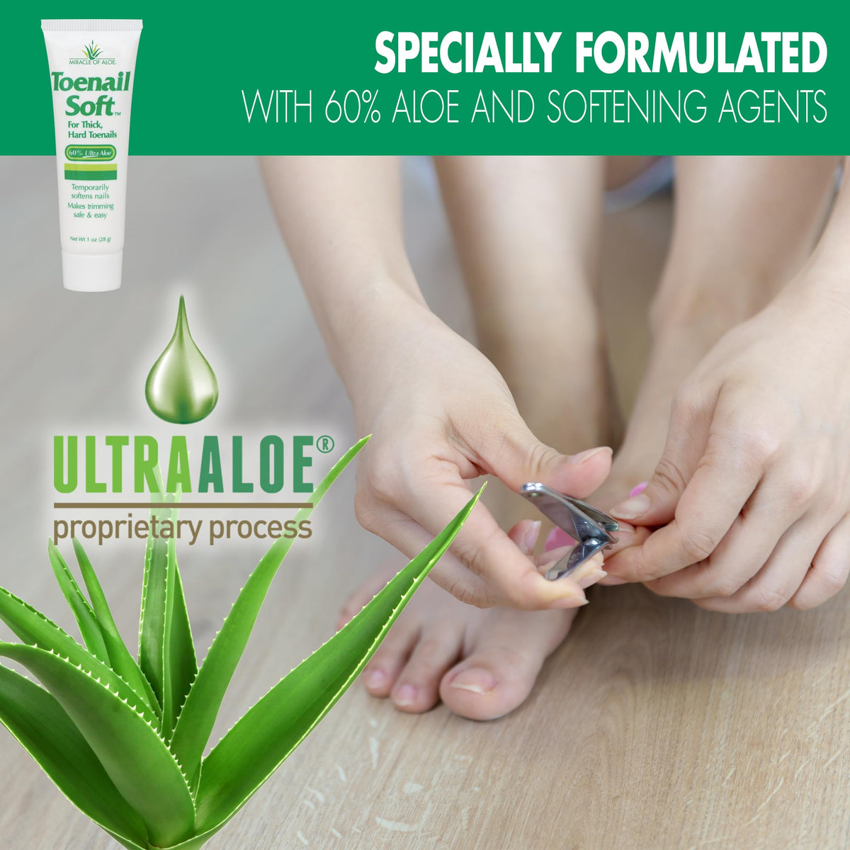 Miracle of Aloe toenail softener tea tree oil ingredient for soothing nail care