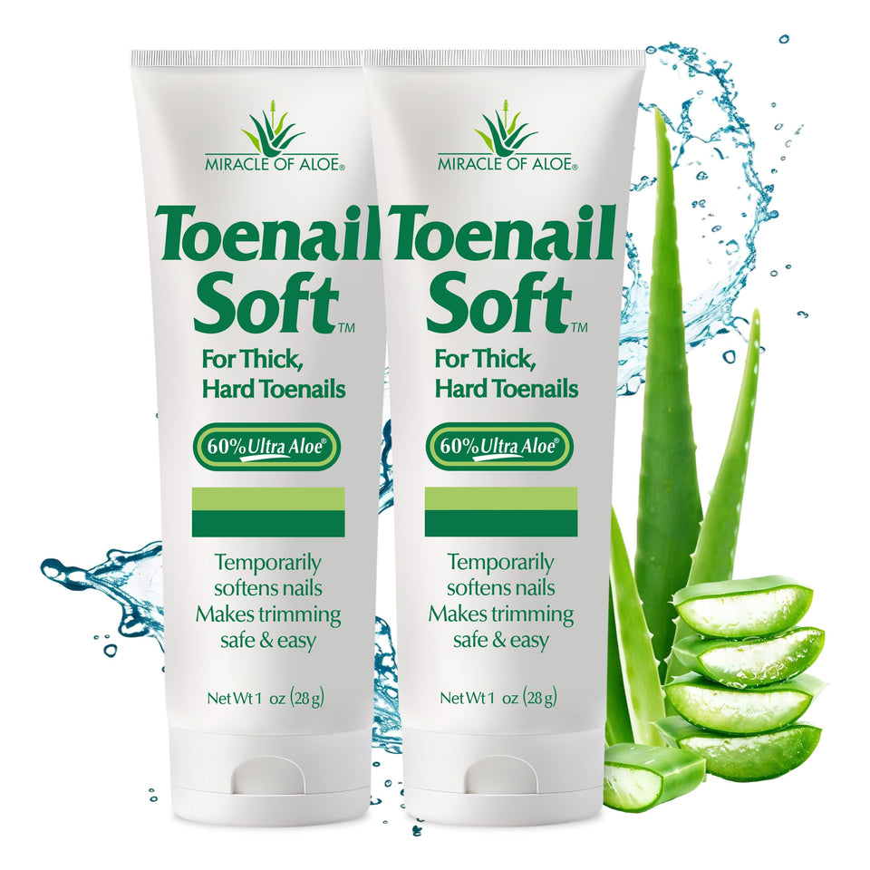 Miracle of Aloe toenail softener tube front for at-home pedicure prep