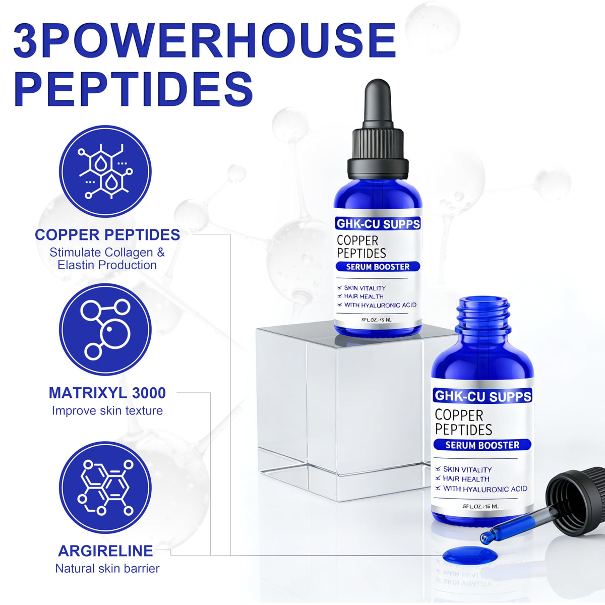 Miracle Official GHK-Cu Serum applied to scalp supports root nourishment.