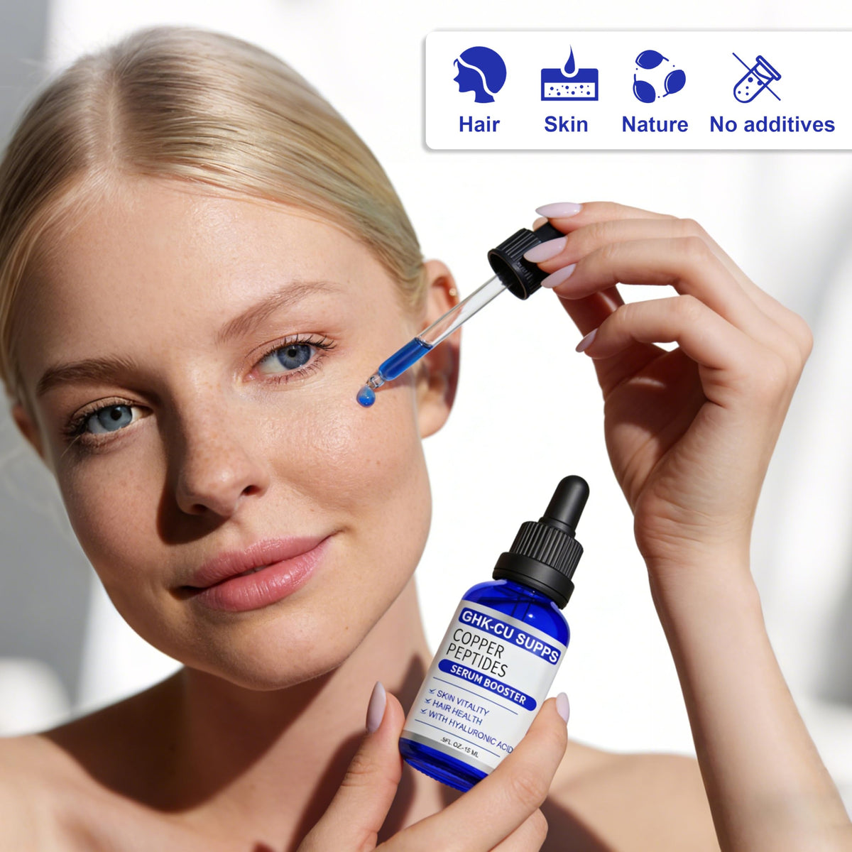 Miracle Official GHK-Cu Serum usage across face and hairline.