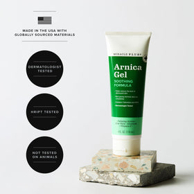 Miracle Plus Arnica Gel tube close-up, fast-absorbing bruise care.