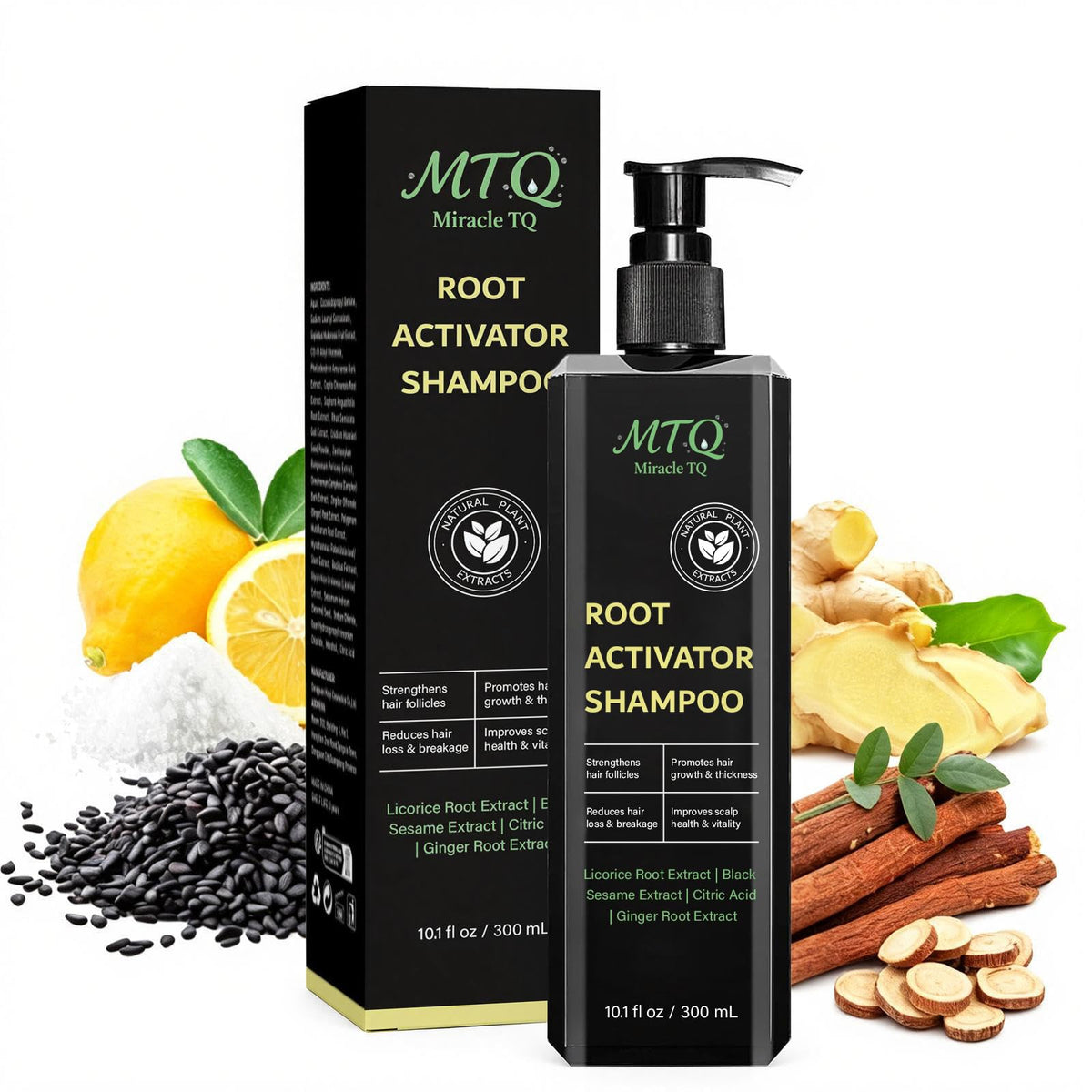 Miracle TQ Root Activator Shampoo bottle pour for refreshed scalp care