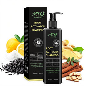 Miracle TQ Root Activator Shampoo bottle pour for refreshed scalp care