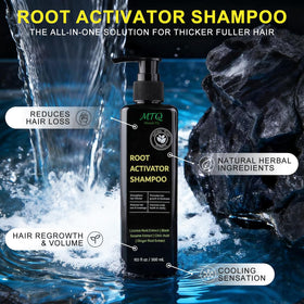 Miracle TQ Root Activator Shampoo bottle side view for everyday use