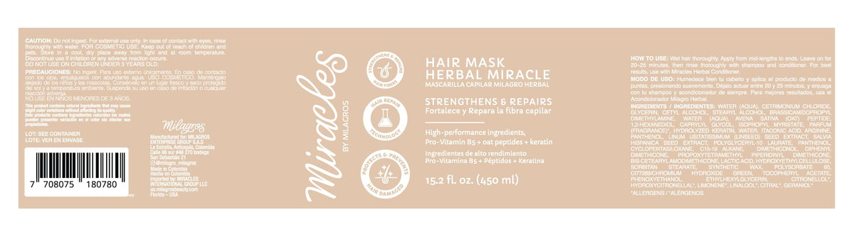 Miracles By Milagros Herbal Miracle Repair Hair Mask in spa-like setting with towels