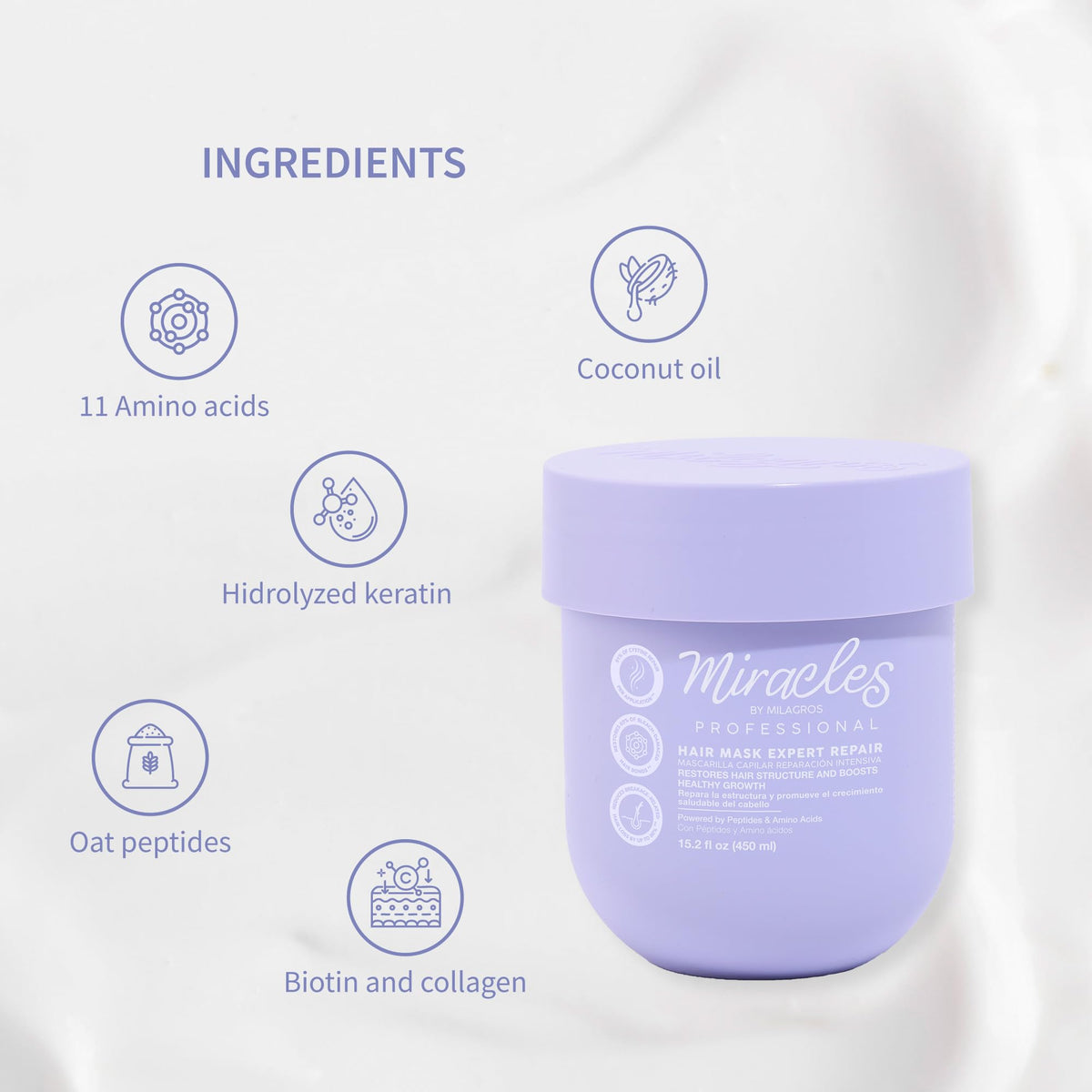 Pump dispenser of Miracles By Milagros Intensive Repair Hair Mask for controlled use.