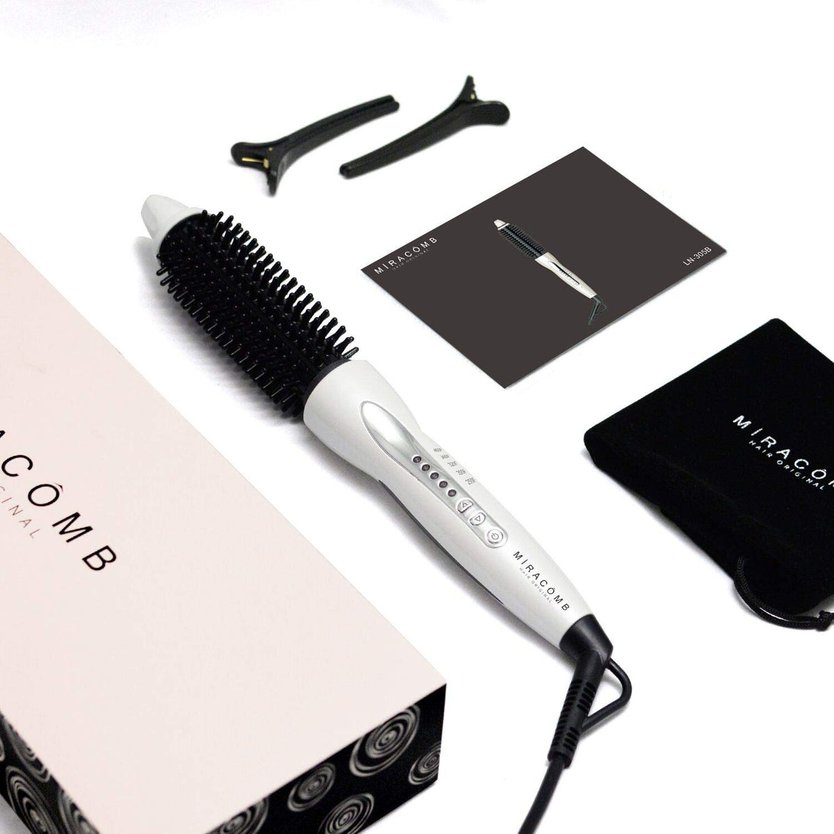 MIRACOMB 360-degree swivel cord eases maneuverability during creative styling.