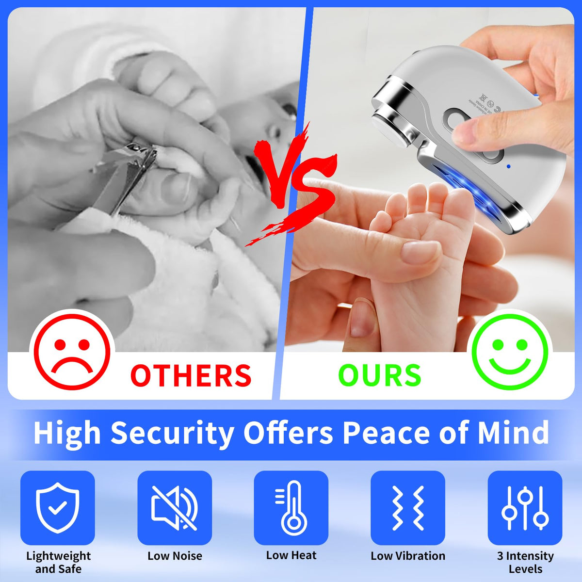 MIRAIWATIMO built-in storage keeps nail clippings contained and surfaces clean.