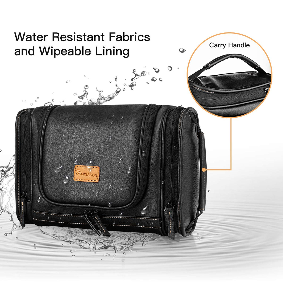 Mirason large-capacity compartment fits toothpaste, razor, shampoo, and cosmetics neatly.