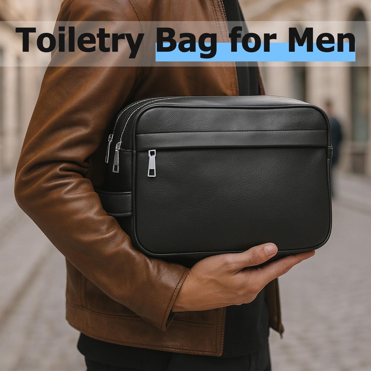 MIRASON leather toiletry bag is versatile for travel, gym, or shower needs.