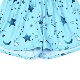 Mirawise Blue Moon pajama set being worn—ideal for all-season sleepwear.