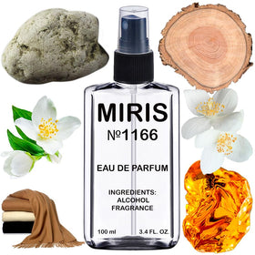 MIRIS No. 1166 bottle front view shows elegant design and lasting scent.