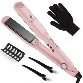 MiroPure 1.5-inch flat iron in action for sleek straight styles with 2-in-1 versatility.