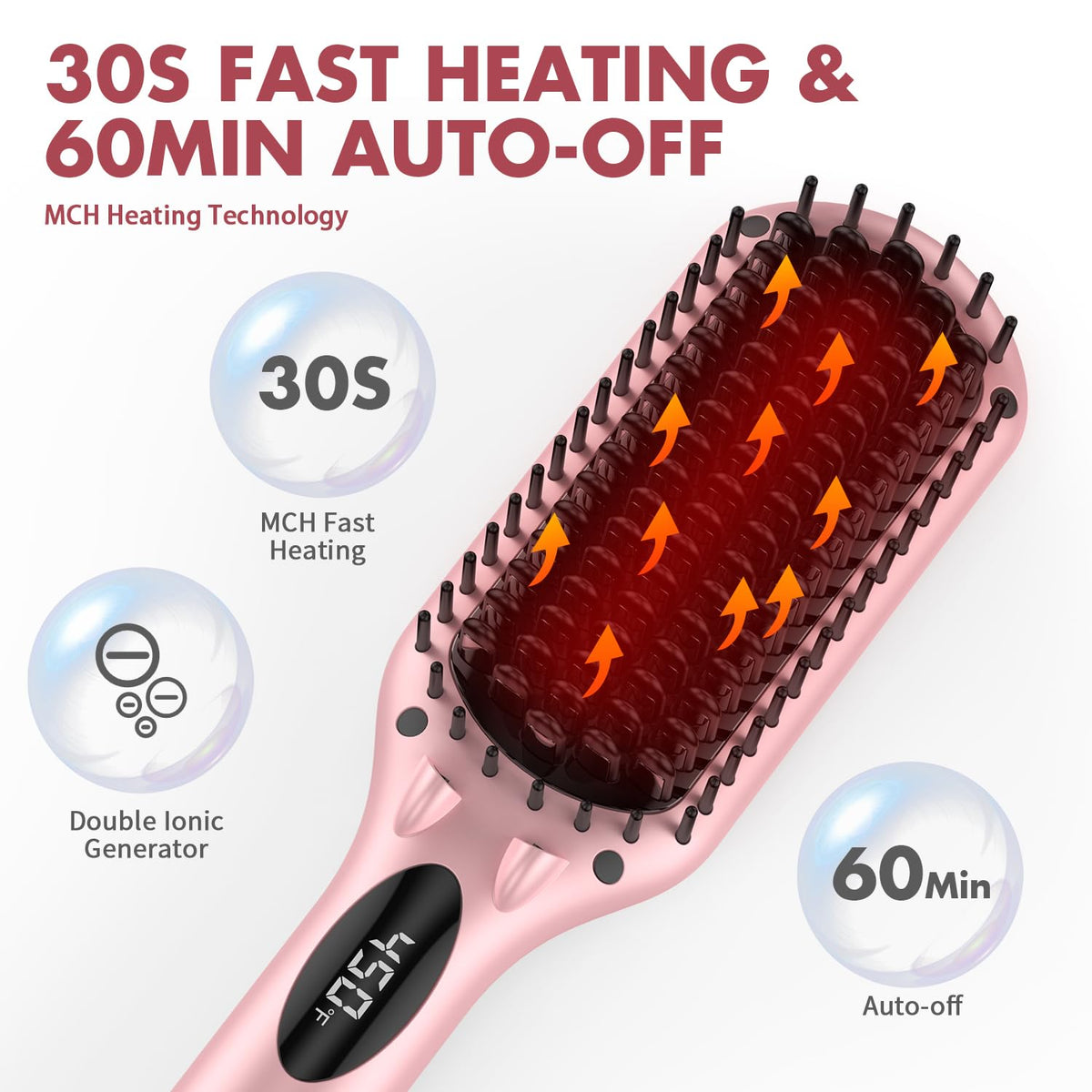 MiroPure heat brush with ceramic ionic plates for shiny straight results