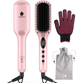 MiroPure heat brush close-up shows ceramic plates for smooth styling