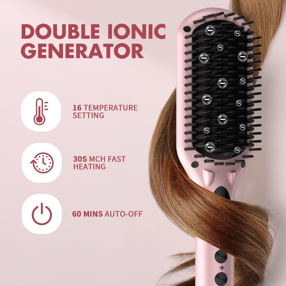 MiroPure heat brush in use for quick at-home straightening