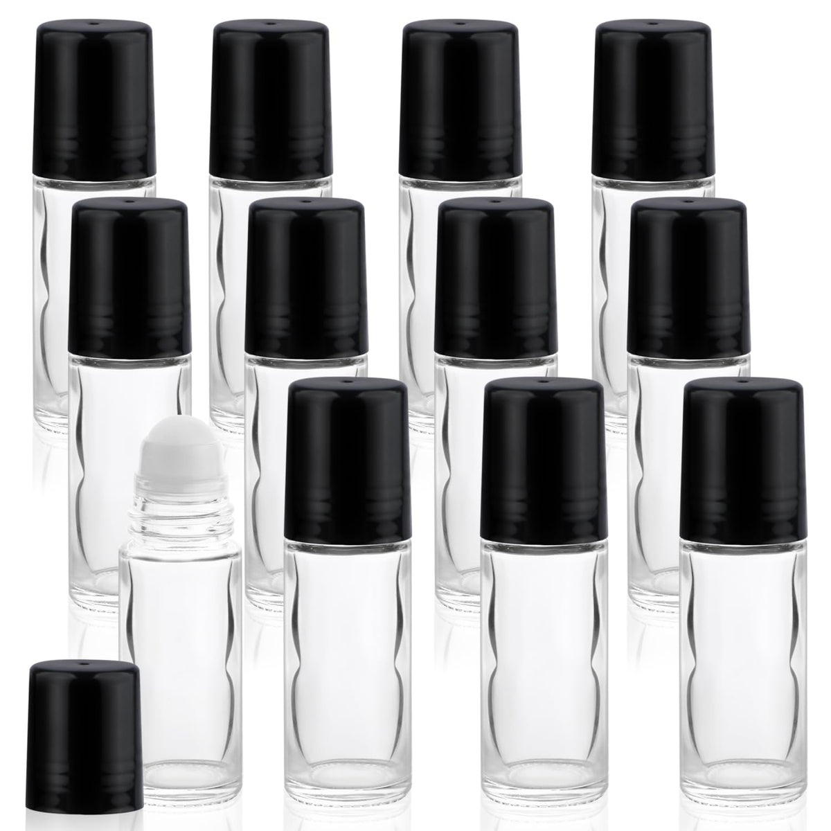 Mirrline 12-piece roll-on bottle set in clear glass for easy DIY blends