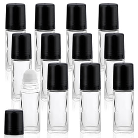 Mirrline 12-piece roll-on bottle set in clear glass for easy DIY blends