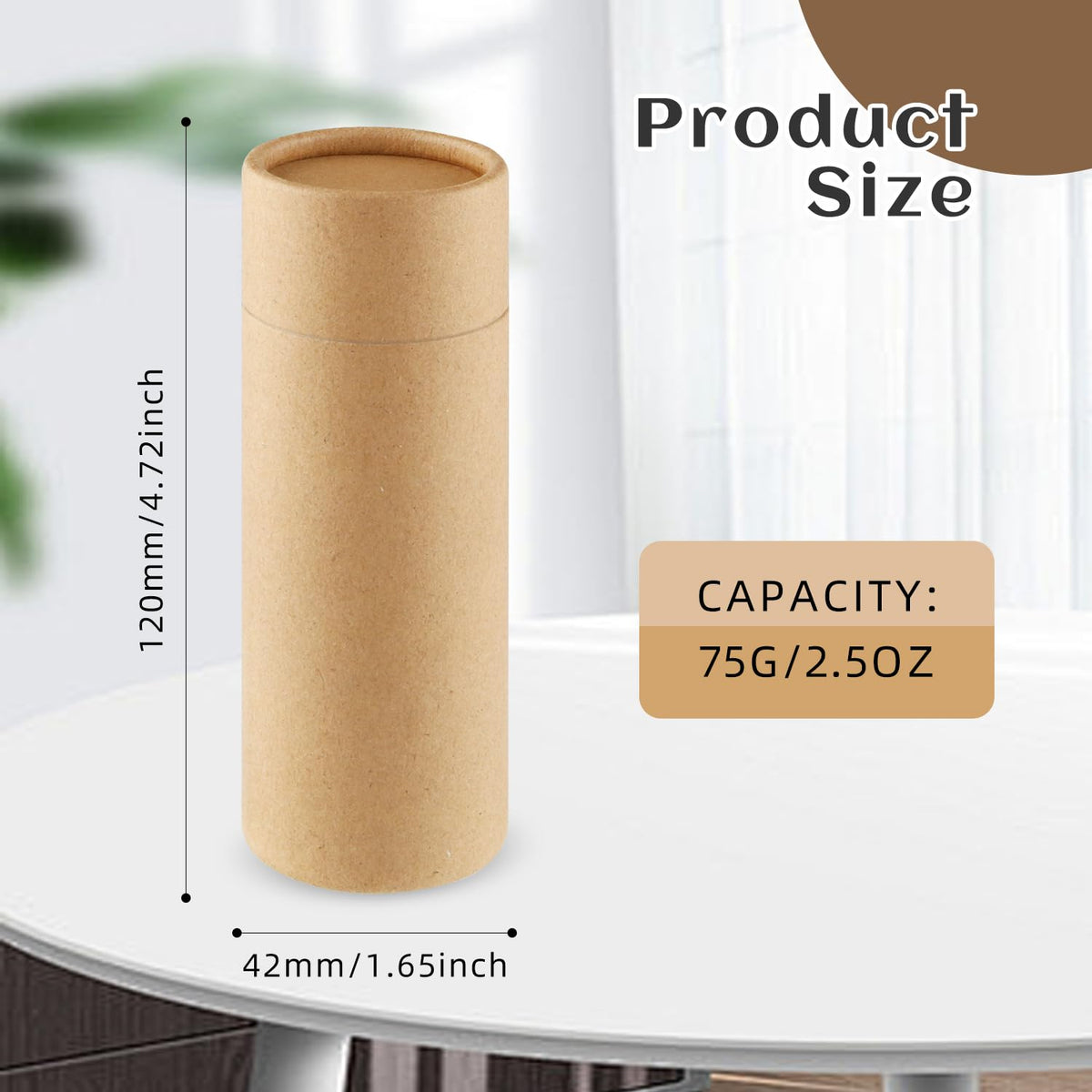 Mirrline brown deodorant tube side view, sturdy and oil resistant