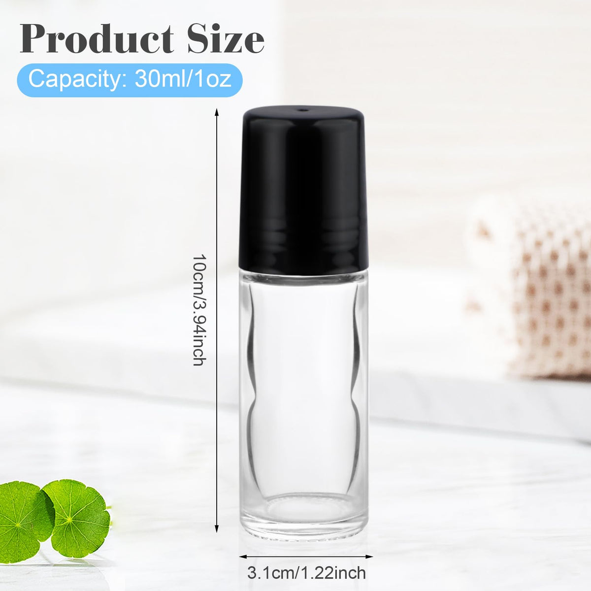 Mirrline clear glass roll-on bottle showing transparent content