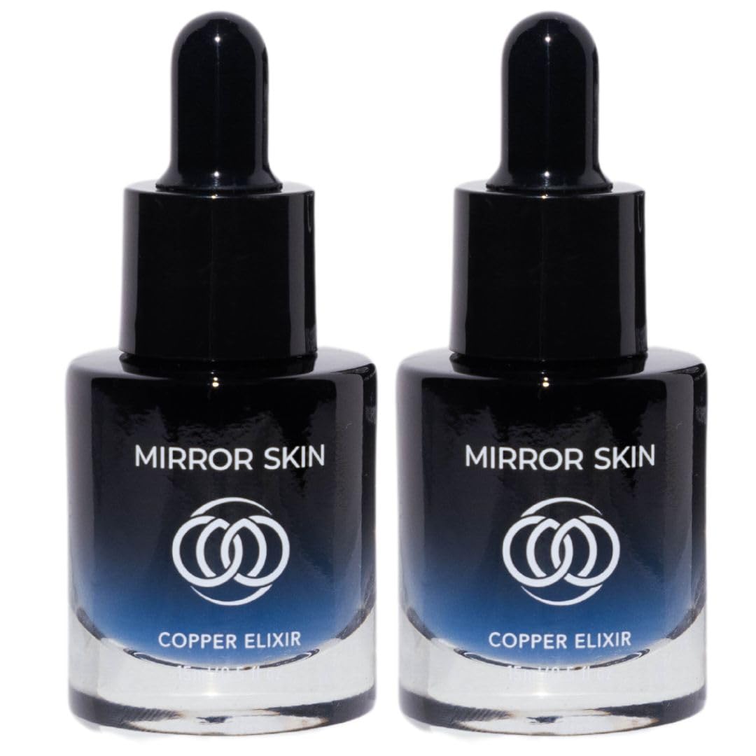 Mirror Skin Copper Elixir bottle closeup for hydration and glow.