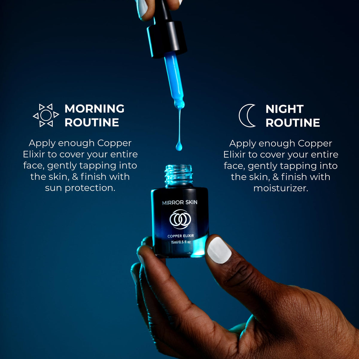Mirror Skin Copper Elixir liposome delivery closeup for deep penetration.