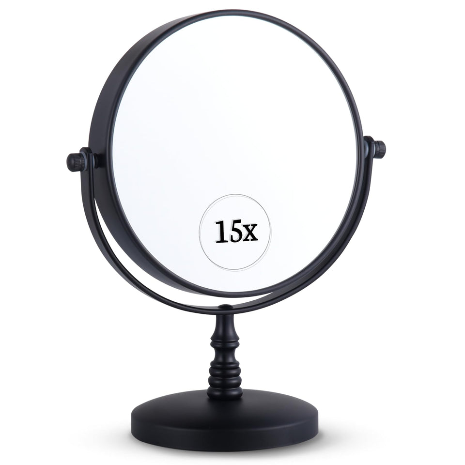 Mirrorvana 15x magnifying tabletop mirror on stand for precise makeup application