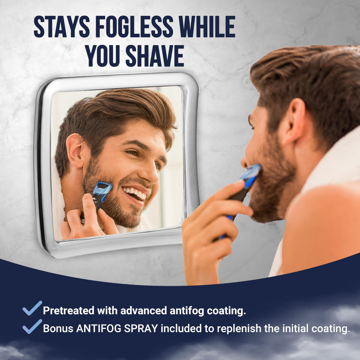 MIRRORVANA 1x magnifying shower mirror for precise grooming