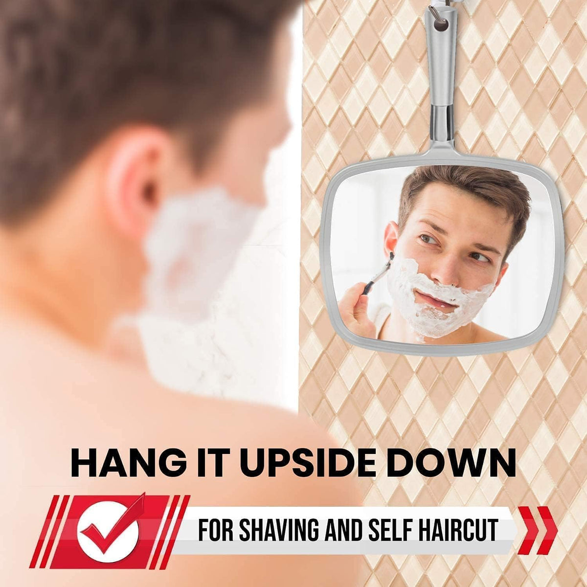 MIRRORVANA ergonomic grip reduces fatigue for long styling sessions.