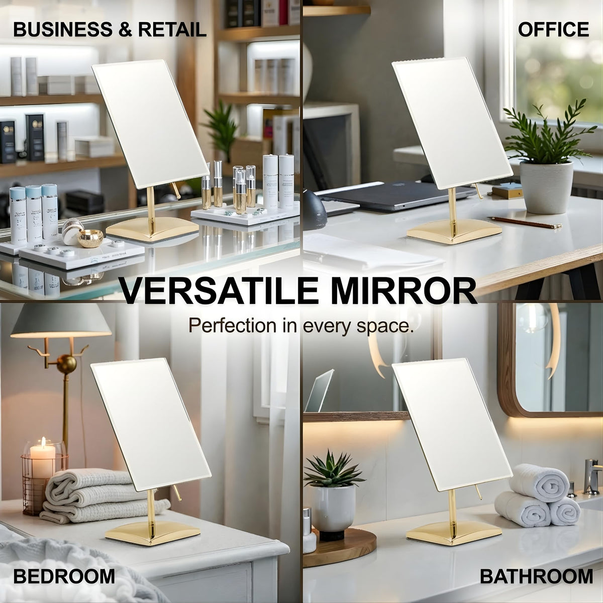 MIRRORVANA compact desk vanity placement for makeup routines