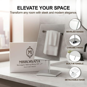 Mirrorvana desk-top mirror with adjustable stand for versatile viewing angles.