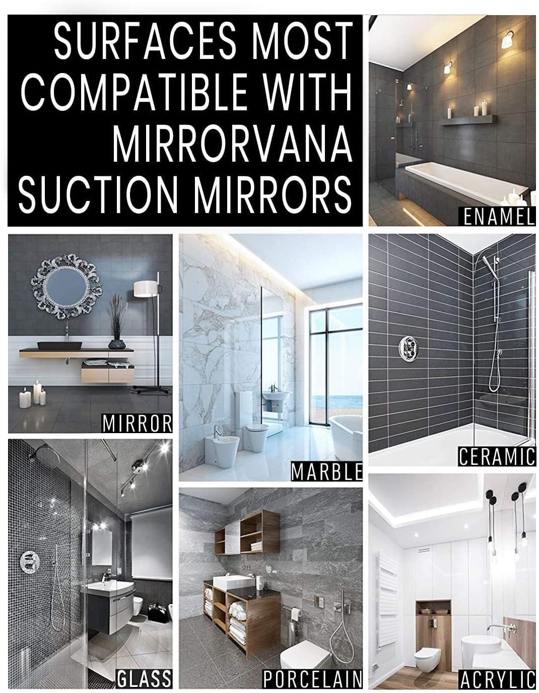 MIRRORVANA 8x7 inch mirror size provides ample grooming space