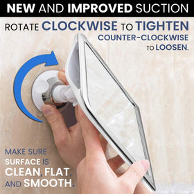 MIRRORVANA fogless mirror suction cup attached to smooth shower surface