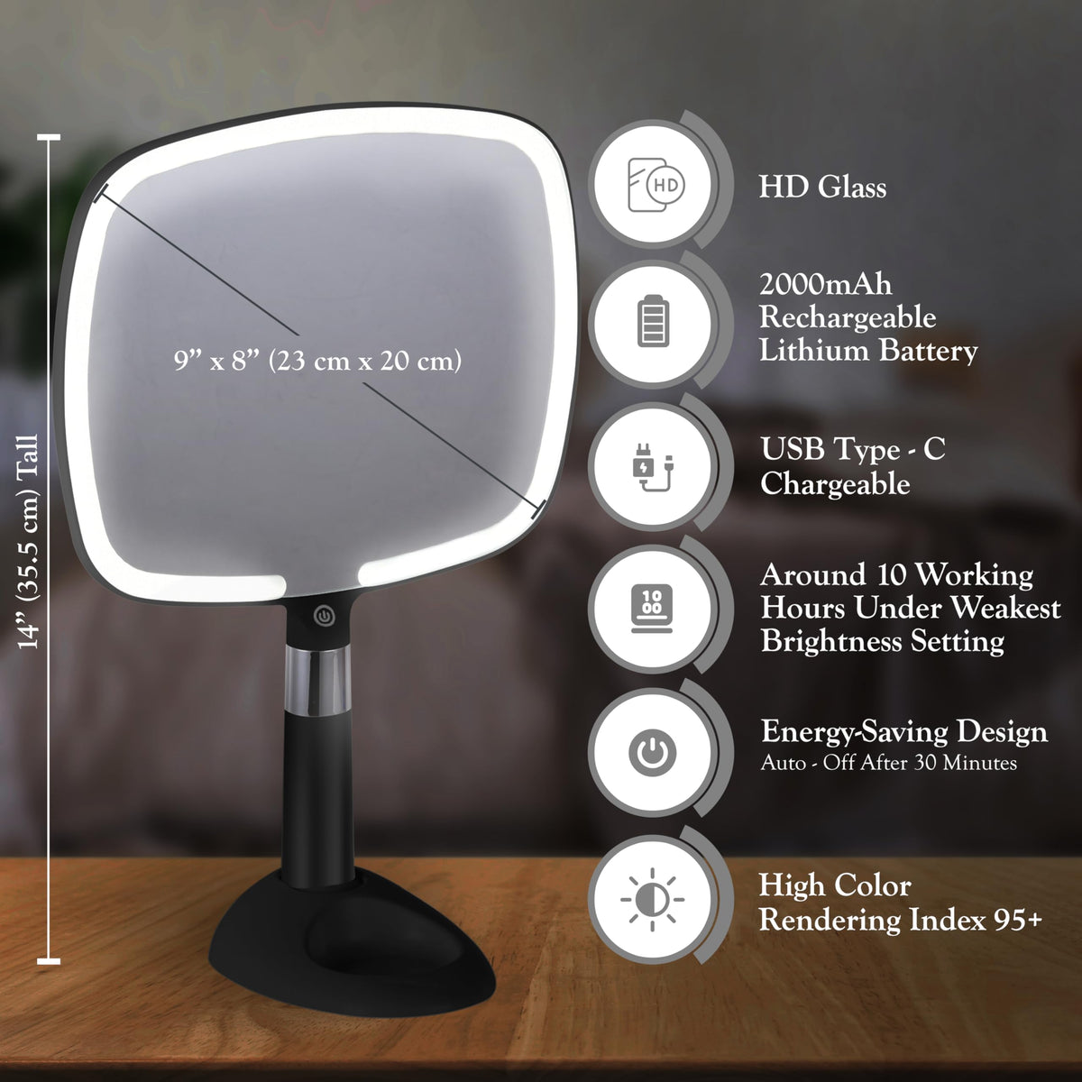 MIRRORVANA three lighting modes simulate daylight and warm tones