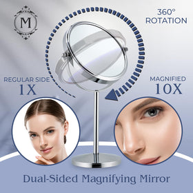 Mirrorvana chrome round stand provides sturdy, stylish tabletop support
