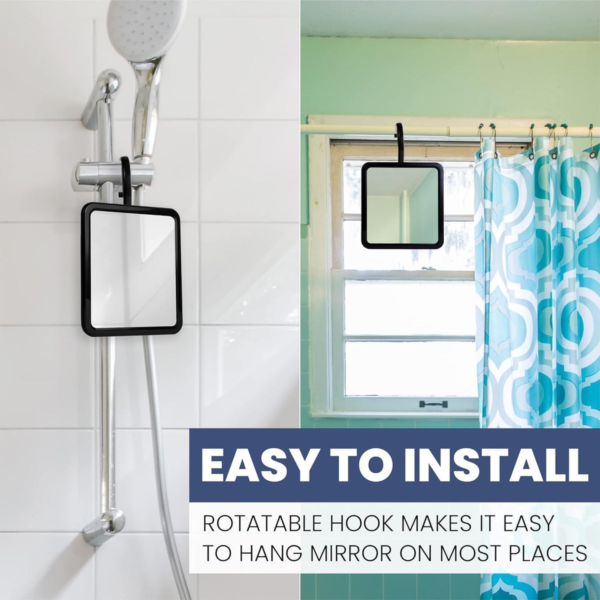 MIRRORVANA shatterproof shower mirror stands up to bumps and splashes.